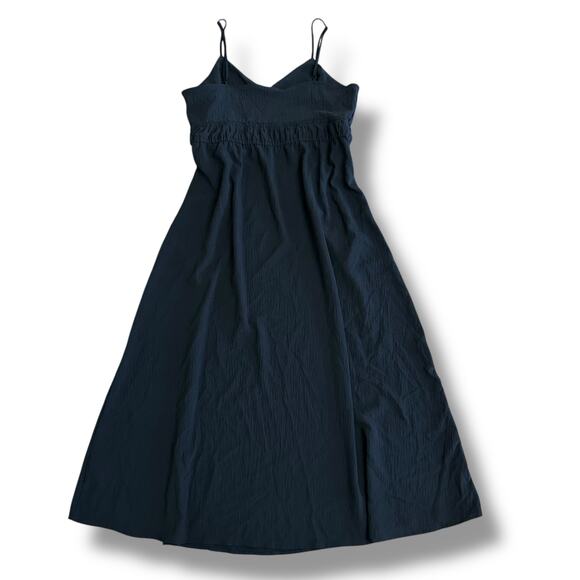 A New Day Black Slip Midi Dress Women’s Large L Crinkle Sleeveless V-Neck - Picture 1 of 10